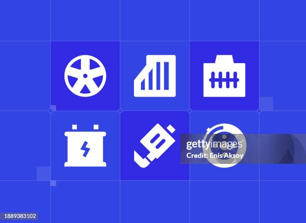 auto spare parts icons - car radio stock illustrations