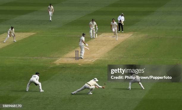 Mitchell Marsh of Australia watches as he is caught by Agha Salman off the bowling of Mir Hamza during day three of the Second Test Match between...