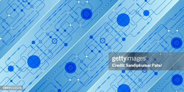 abstract technology background. circuit board - informational poster design stock illustrations