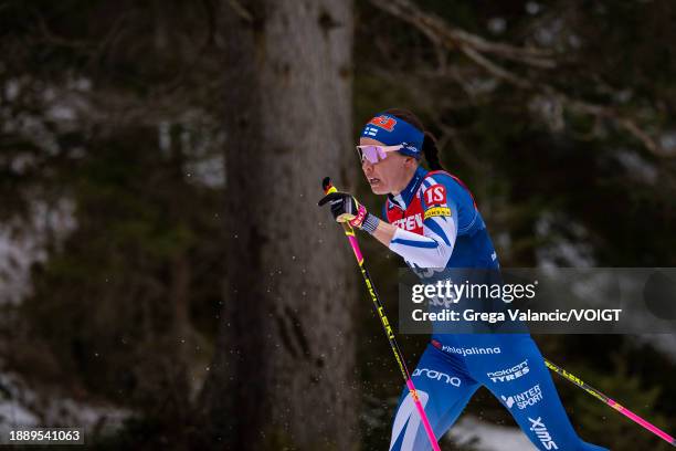 Kerttu Niskanen of Finland competes during the FIS World Cup Cross - Country Tour de Ski 10km on December 31, 2023 in Toblach Hochpustertal, Italy.