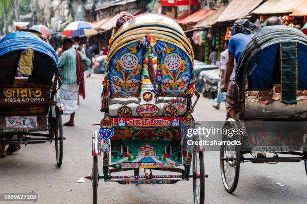 rickshaw, sadarghat, dhaka, bangladesh - dhaka stock pictures, royalty-free photos & images