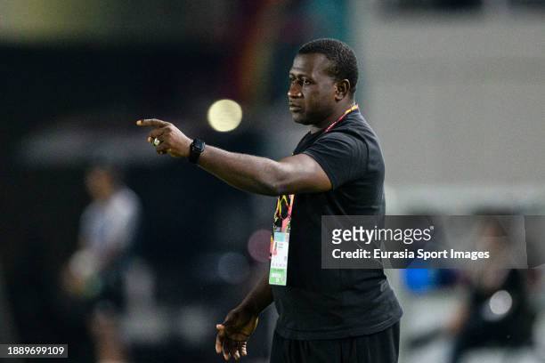 Mali Head Coach Soumaila Coulibaly reacts during the Quarterfinal of FIFA U-17 World Cup match between Mali and Morocco at Manahan Stadium on...