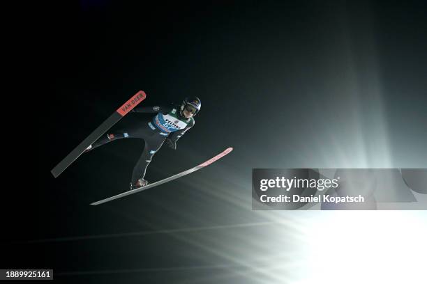 Andreas Wellinger of Germany competes in the qualification run during the FIS World Cup Ski Jumping Four Hills Tournament Men Oberstdorf Individual...