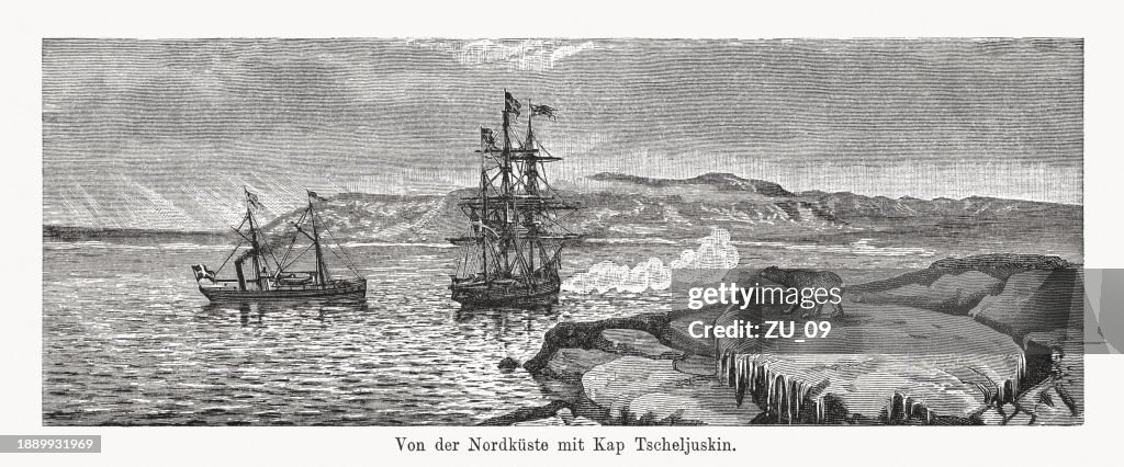 Cape Chelyuskin, Taimyr Peninsula, Russia, wood engraving, published in 1894