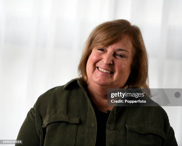 British photographer Jayne Fincher during an interview for a documentary series commissioned by Paul Popper Ltd and filmed at the Churchill Hotel in...