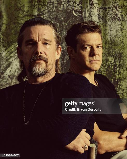 Actor Ethan Hawke and CEO of Blumhouse Productions and producer, Jason Blum are photographed for Wall Street Journal on October 1, 2020 in Brooklyn,...