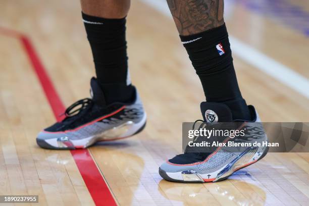 The shoes of Bradley Beal of the Phoenix Suns are seen prior to the game against the Houston Rockets at Toyota Center on December 27, 2023 in...