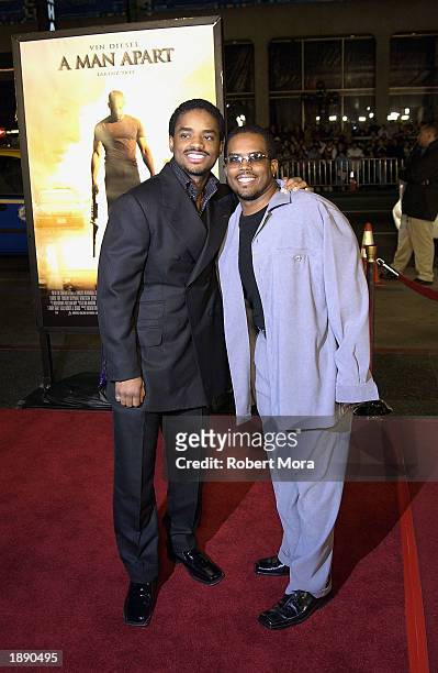Actor Larenz Tate and brother Larron attend the premiere of "A Man Apart" at Mann's Chinese Theatre on April 1, 2003 in Hollywood, California. The...