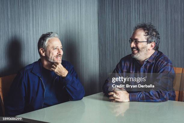 Comedians Jon Stewart and Robert Smigel are photographed for New York Times on November 8, 2017 in New York City. PUBLISHED IMAGE.