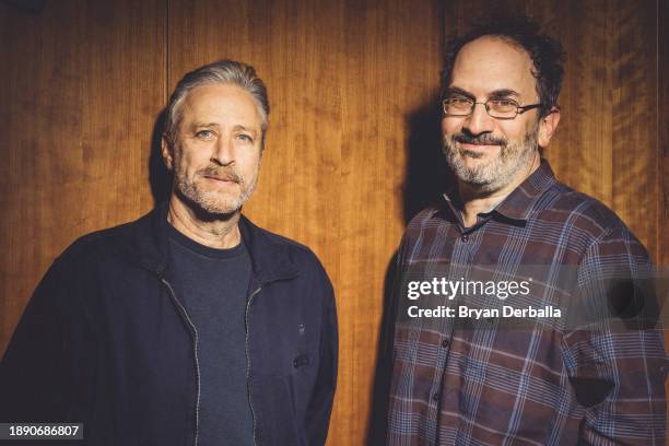 Comedians Jon Stewart and Robert Smigel are photographed for New York Times on November 8, 2017 in New York City.