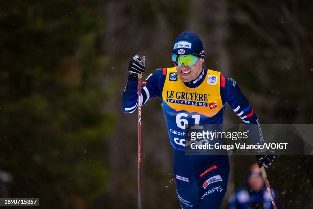 Maurice Manificat of France in action competes during the FIS World Cup Cross - Country Tour de Ski 10km on December 31, 2023 in Toblach...