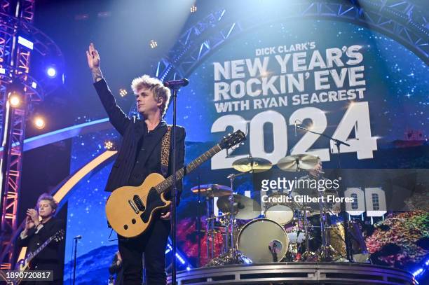 In this image released on December 31 Billie Joe Armstrong and Tré Cool of Green Day perform during Dick Clark's New Year's Rockin' Eve with Ryan...