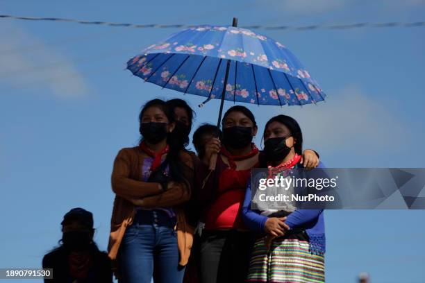 Members of various indigenous communities are visiting the facilities of the Zapatista Army of National Liberation in Mexico and are carrying a...