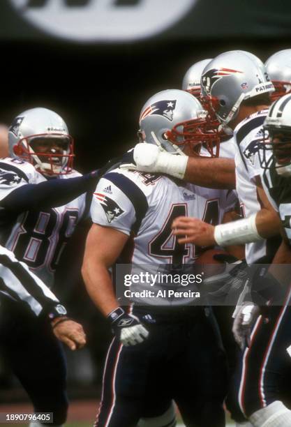 Fullback Marc Edwards of the New England Patriots scores a Touchdown in the game between the New England Patriots vs the New York Jets at The...