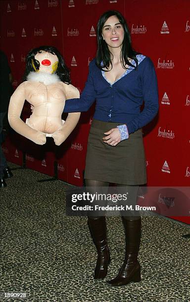 Actress Sarah Silverman attends the Frederick's of Hollywood Fall 2003 fashion show and auction at Smashbox Studios April 1, 2003 in Los Angeles,...