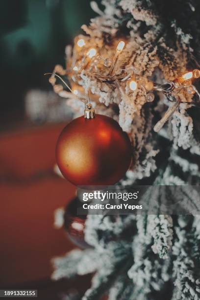 christmas baubles on the xmas tree - cypress tree illustration stock pictures, royalty-free photos & images
