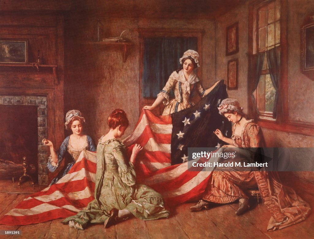 Betsy Ross and assistants sew first flag