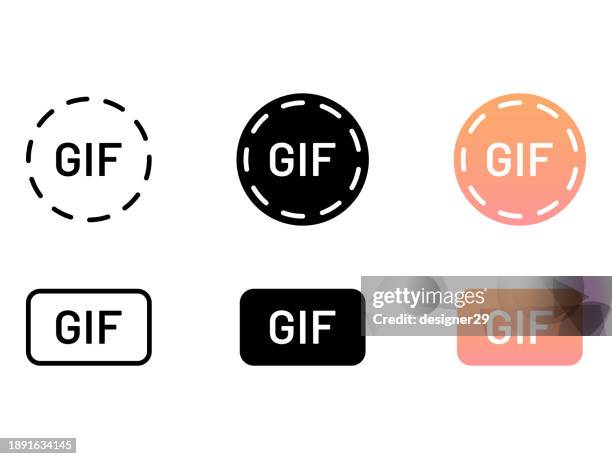 gif file format vector set. - animated gif stock illustrations