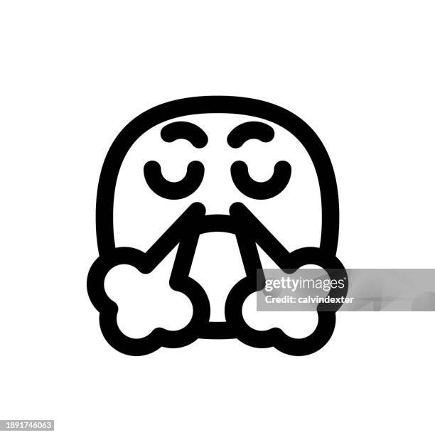 emoticon line art - steam transparent background stock illustrations