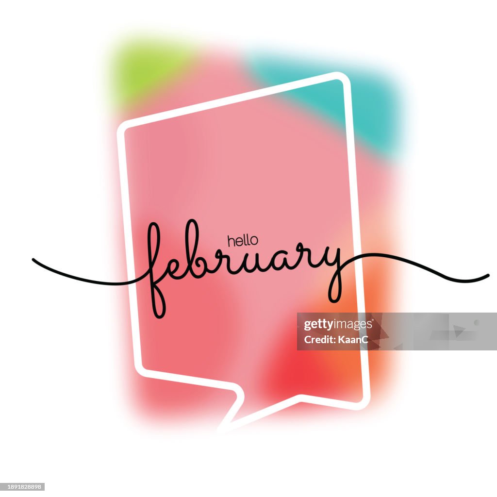 February Lettering Box Hello February Lettering Vector Stock Illustration February Handwriting ...