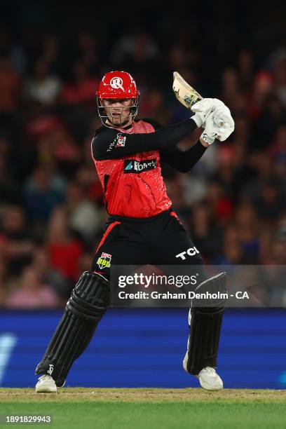 Jake Fraser-McGurk of the Renegades bats during the BBL match between Melbourne Renegades and Adelaide Strikers at Marvel Stadium on December 29,...