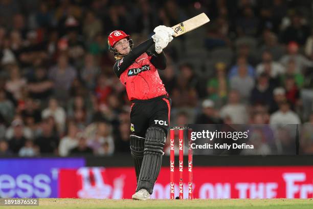 Jake Fraser-McGurk of the Renegades bats during the BBL match between Melbourne Renegades and Adelaide Strikers at Marvel Stadium, on December 29 in...