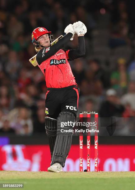 Jake Fraser-McGurk of the Renegades bats during the BBL match between Melbourne Renegades and Adelaide Strikers at Marvel Stadium, on December 29 in...