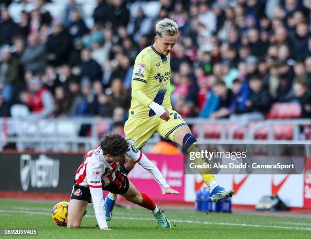 Preston North End's Liam Millar vies for possession with Sunderland's Trai Hume during the Sky Bet Championship match between Sunderland and Preston...