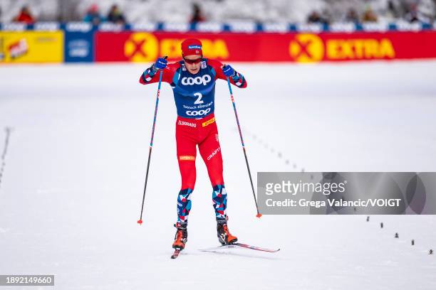 Harald Oestberg Amundsen of Norway competes on the way to win the FIS World Cup Cross - Country Tour de Ski Pursuit on January 1, 2024 in Toblach...