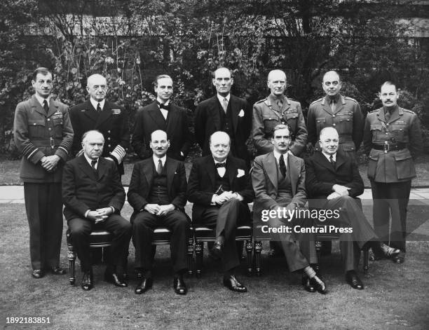 Members of the War Cabinet and the Defence Committee in the garden of 10 Downing Street, London, October 1941. Back row : Air Chief Marshal Sir...