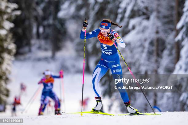 Kerttu Niskanen of Finland in action competes during the FIS World Cup Cross - Country Tour de Ski Pursuit on January 1, 2024 in Toblach...