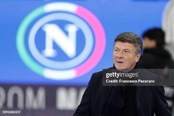 Walter Mazzarri SSC Napoli head coach looks on before the Serie A TIM match between SSC Napoli and AC Monza at Stadio Diego Armando Maradona on...