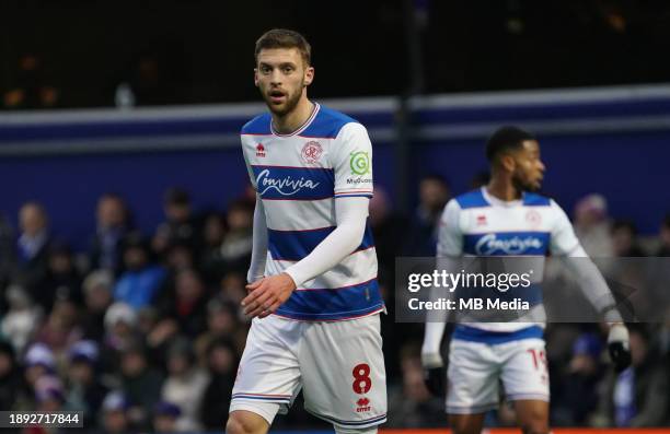 Sam Field of QPR during the Sky Bet Championship match between Queens Park Rangers and Cardiff City at Loftus Road on January 1, 2024 in London,...