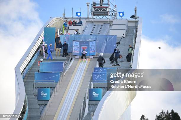 Kamil Stoch of Poland competes during the FIS World Cup Ski Jumping Four Hills Tournament Men Individual HS142 on January 1, 2024 in...