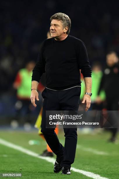 Walter Mazzarri SSC Napoli head coach looks on during the Serie A TIM match between SSC Napoli and AC Monza at Stadio Diego Armando Maradona on...