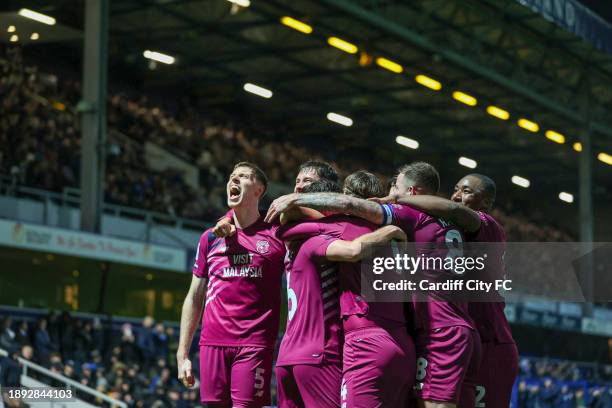 Perry Ng of Cardiff City FC celebrates scoring against Queens Park Rangers during the Sky Bet Championship match between Queens Park Rangers and...