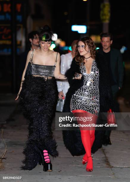 Dani Thorne and Bella Thorne are seen on December 31, 2023 in Los Angeles, California.