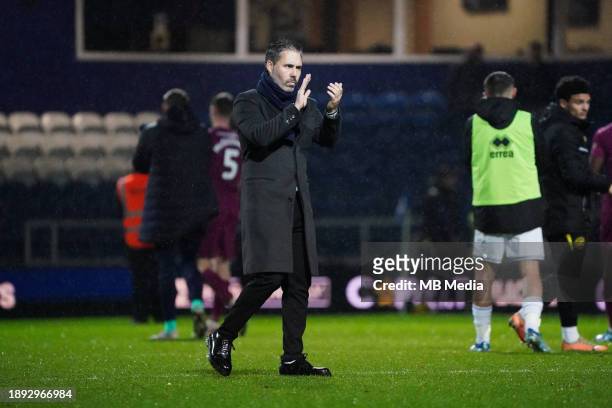 Marti Cifuentes, Head Coach of QPR clapping the fans after the Sky Bet Championship match between Queens Park Rangers and Cardiff City at Loftus Road...