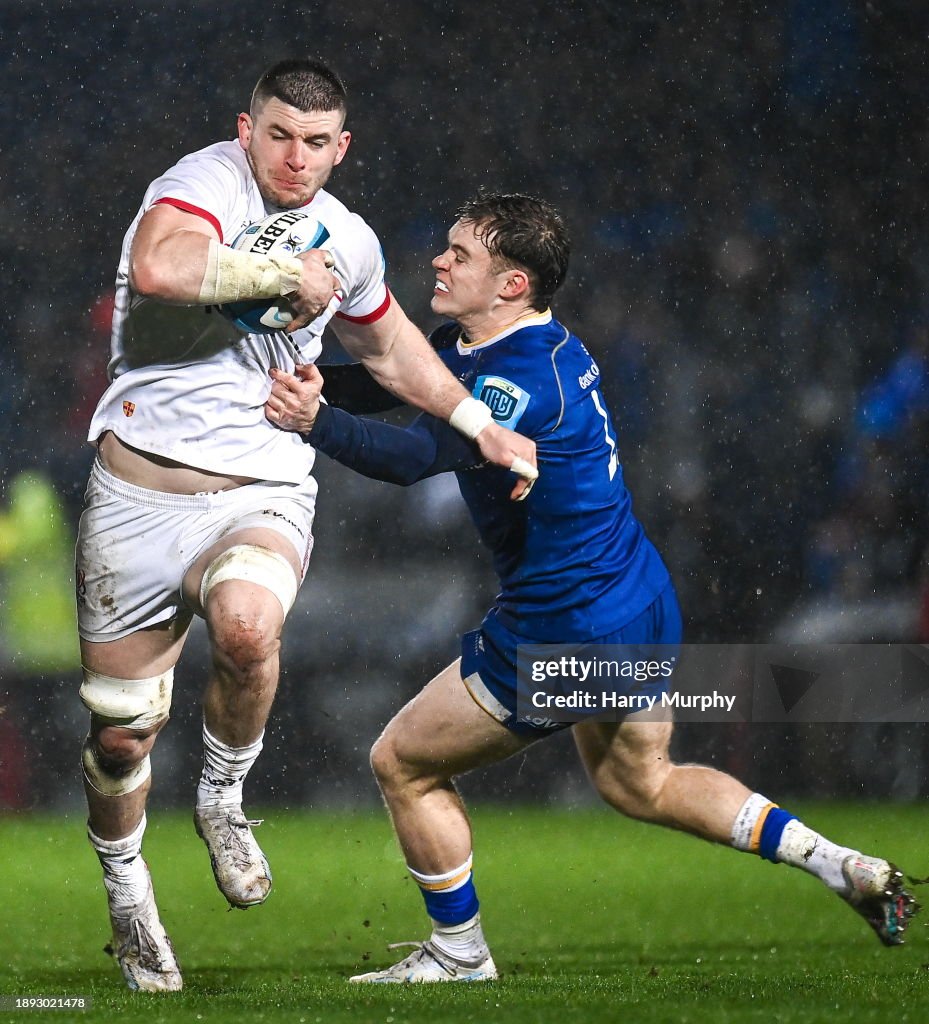 Ulster Rugby Rugby Ruck Dublin , Ireland - 1 January 2024; Nick Timoney of Ulster is tackled ...