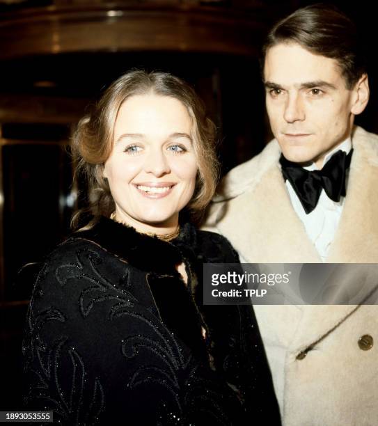 Irish actress Sinéad Cusack and her husband, English actor Jeremy Irons pose for a portrait during the 1978 Society of West End Theatre Awards in...