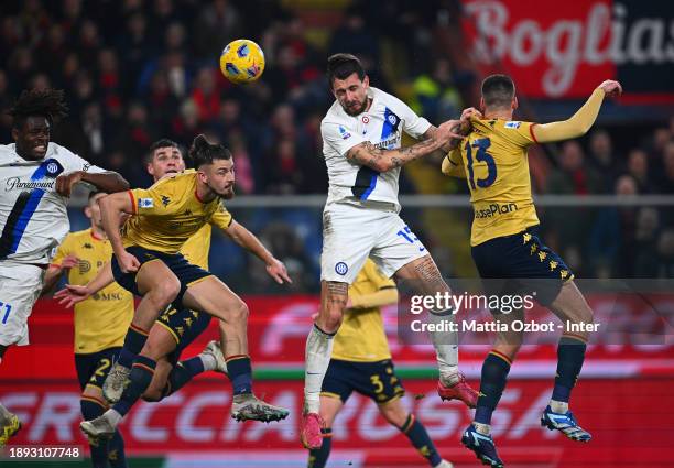 Francesco Acerbi of FC Internazionale in action during the Serie A TIM match between Genoa CFC and FC Internazionale at Stadio Luigi Ferraris on...