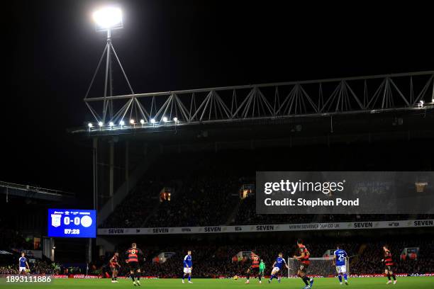 General view of the action during the Sky Bet Championship match between Ipswich Town and Queens Park Rangers at Portman Road on December 29, 2023 in...