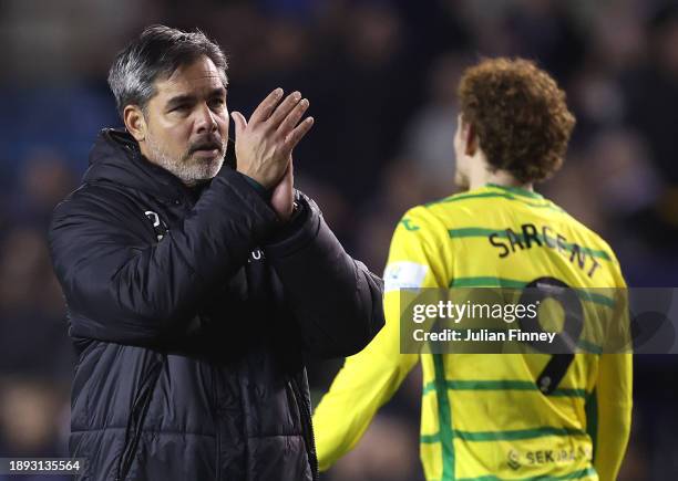 David Wagner manager of Norwich City thanks the support after the Sky Bet Championship match between Millwall and Norwich City at The Den on December...