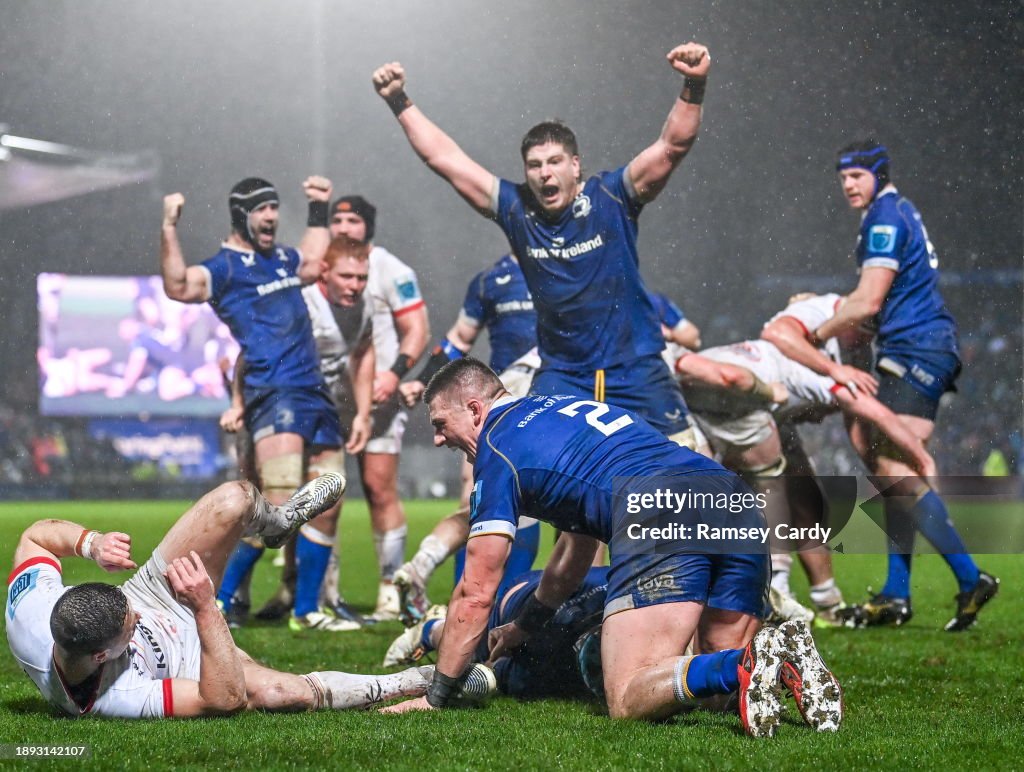 Lester Rugby Player Dublin , Ireland - 1 January 2024; Leinster players Dan Sheehan and ...