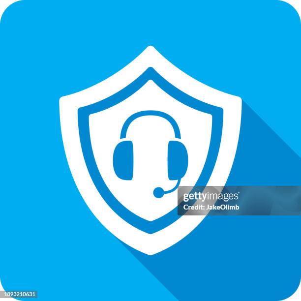 shield headset icon silhouette 2 - commentator stock illustrations