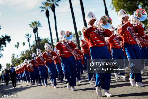 Pasadena, CA The LAUSD All-City Honor Band, in the 135th Rose Parade, presented by Honda, in Pasadena, CA, Monday, Jan. 1, 2024.