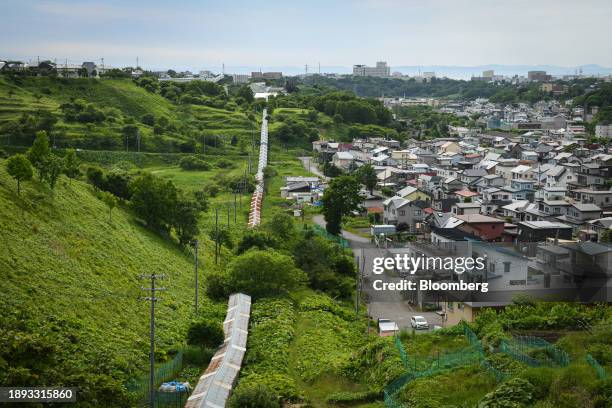 Tunnel runs through the residential area connecting the coal preparation plant and fly ash storage of Kushiro Coal Mine Co., in Kushiro, Hokkaido,...