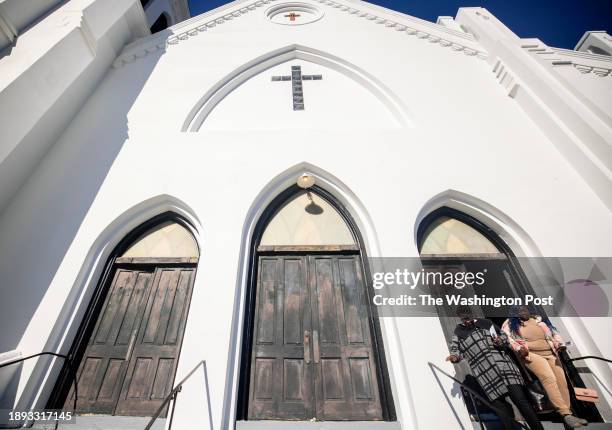 Parishioners leave Mother Emanuel A.M.E. Church after attending Sunday service in Charleston, South Carolina on December 31, 2023.