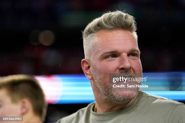 Analyst Pat McAfee reacts prior to a game between the Missouri Tigers and Ohio State Buckeyes during the Goodyear Cotton Bowl at AT&T Stadium on...