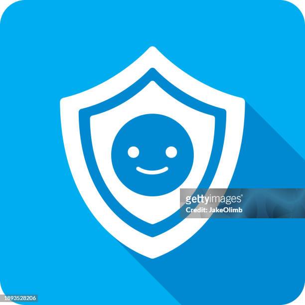 shield smiley face icon silhouette 2 - smiley face emoticon stock illustrations